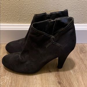 Black high heeled booties